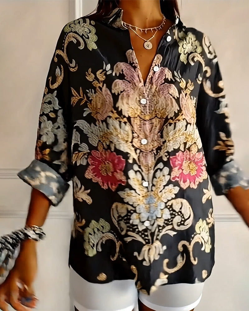 Millie™ - Printed Collar Shirt Button-Up