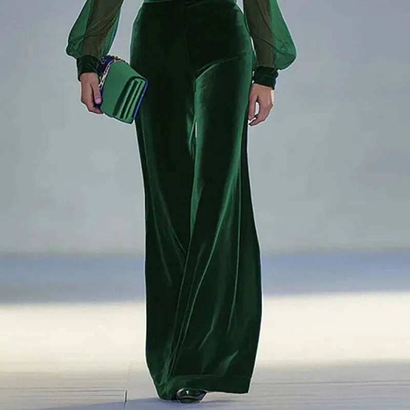 Serena | Elegant Velvet Mesh-Sleeve Jumpsuit